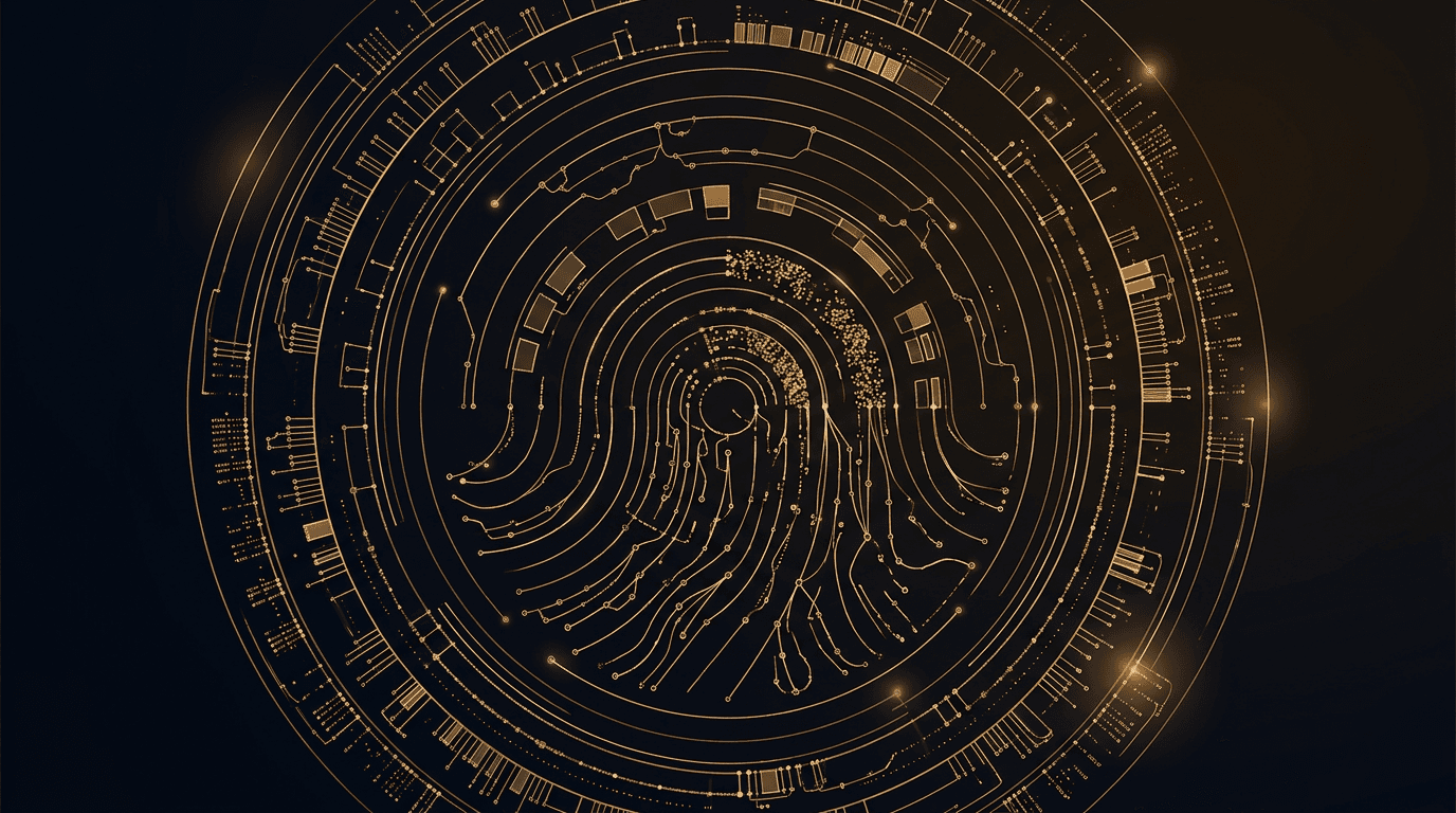 Abstract visualization of work activity traces forming a behavioral fingerprint pattern